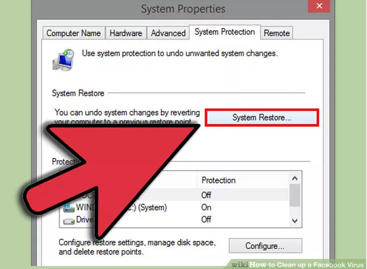 tìm một điểm khôi phục hệ thống 