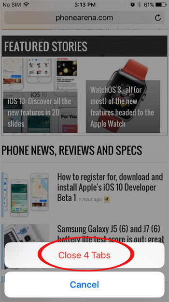 Đóng nhanh các tab Safari tính năng mới trên iOS 10