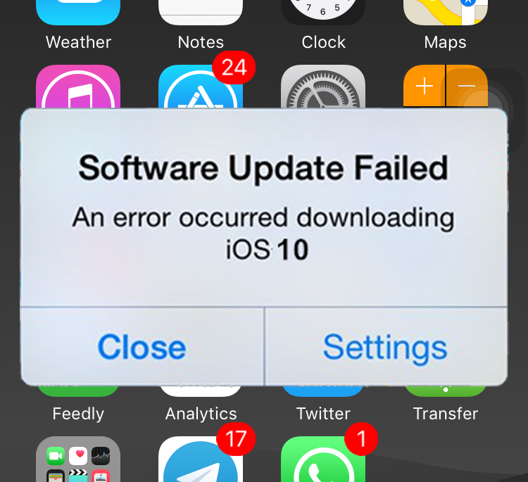 Quá trình cập nhật iOS 10 thất bại, đây là cách khắc phục