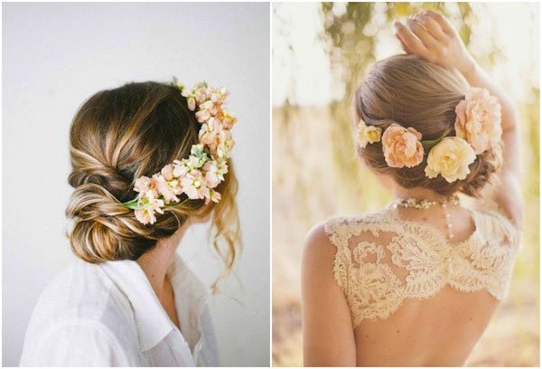 Tóc búi chignon cài hoa
