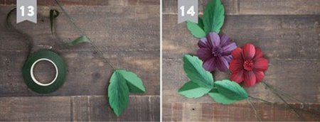 Trang trí bông hoa với phần lá xanh