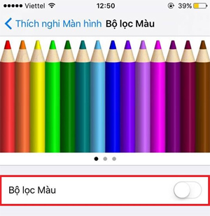 Kích hoạt tính năng Bộ lọc màu lỗi màn hình ám vàng trên iOS 10