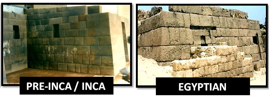 The Egyptians, Pre-Incas, and Incas all built structures that sloped inward.