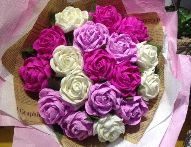 Bó hoa hồng giấy
