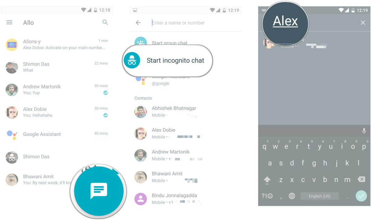 Chọn Start incognito chat