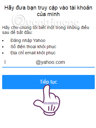 khôi phục tài khoản Yahoo