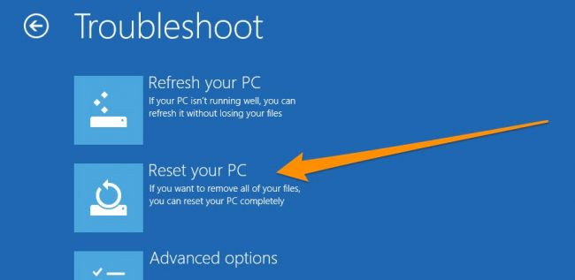 Reset your PC Reset your PC