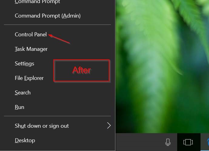 Cách thêm Control Panel vào Power User Menu (Windows + X) trên Windows 10