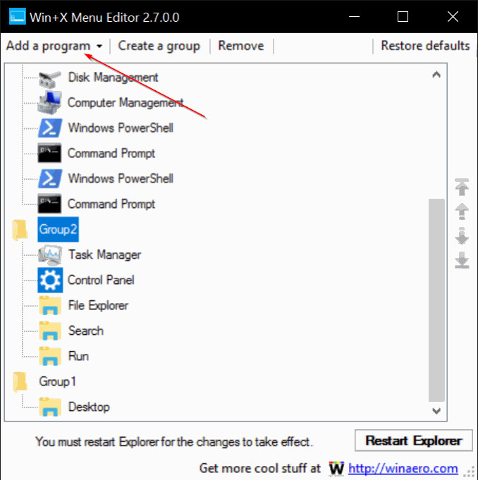 Cách thêm Control Panel vào Power User Menu (Windows + X) trên Windows 10