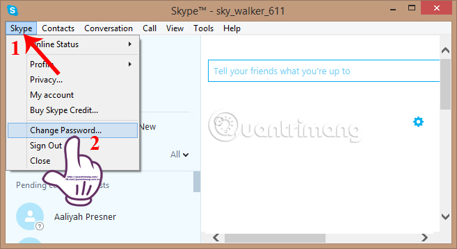 Đổi mật khẩu Skype