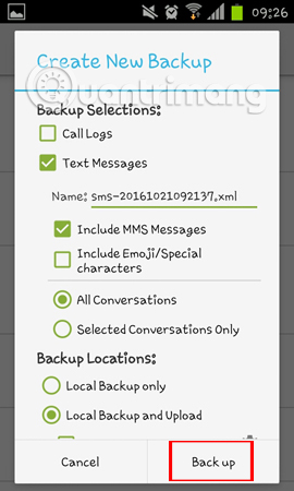Cách sao lưu tin nhắn SMS bằng SMS Backup and Restore