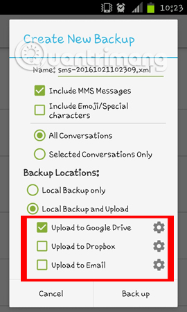 Cách sao lưu tin nhắn SMS bằng SMS Backup and Restore