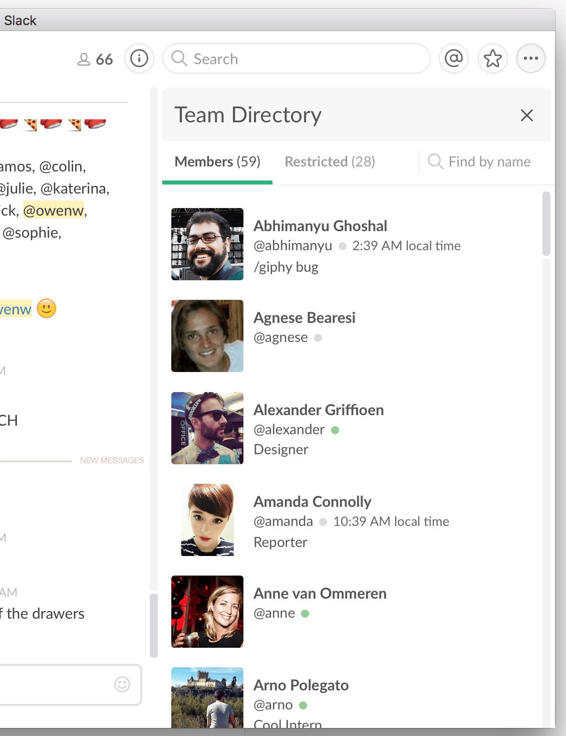 Tính năng Team directory