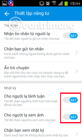 ẩn thông tin cá nhân trên Zalo