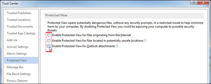 Hướng dẫn tắt tính năng Protected View trong Office 2013