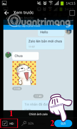 Gửi hình ảnh HD trên Zalo