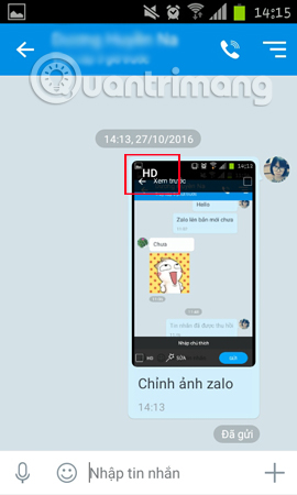 Gửi hình ảnh HD trên Zalo