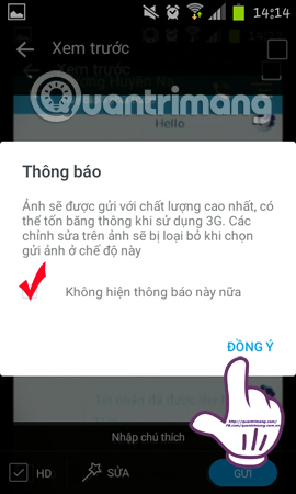 Gửi hình ảnh HD trên Zalo
