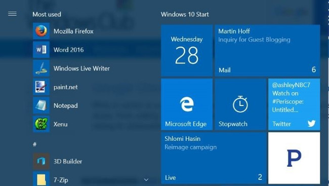 Ghim tài khoản Email vào Start Menu trên Windows 10