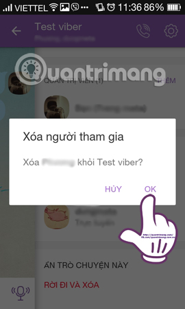Hướng dẫn xóa, remove thành viên trong nhóm chat Viber