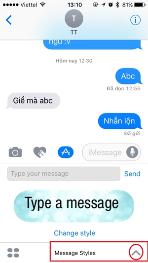 Chọn font chữ iMessage  Message Style Custom