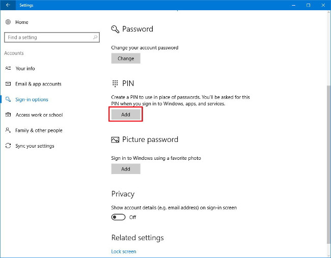 Cấu hình mã PIN "hại não" đăng nhập trên Windows 10