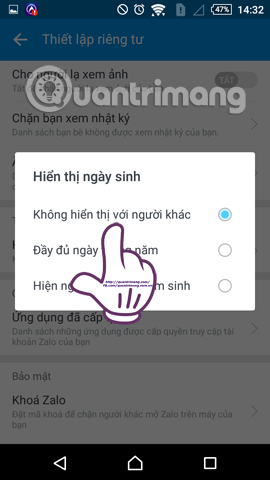 Hướng dẫn thiết lập chế độ riêng tư cho tài khoản Zalo