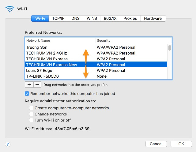 Cách thiết lập chế độ ưu tiên WiFi kết nối trên Mac