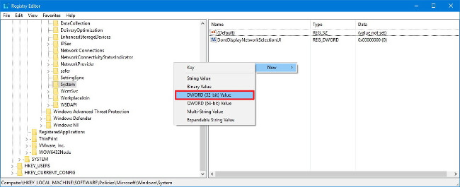 Gỡ bỏ biểu tượng Network trên màn hình khóa Lock Screen Windows 10