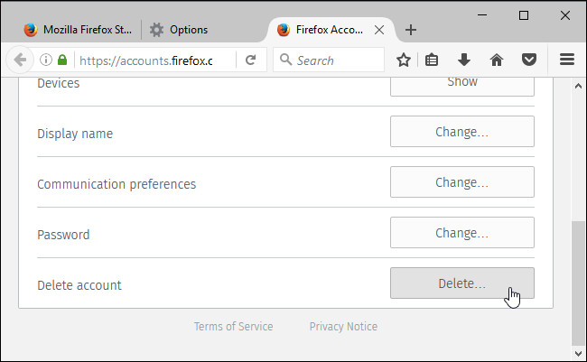 Cách xóa tài khoản Firefox
