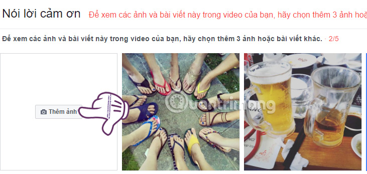 Tạo video Facebook Say Thanks