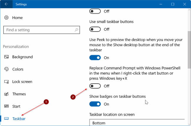 Thêm Command Prompt vào Power User Menu (menu Win X) trên Windows 10