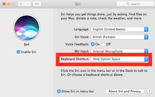 Cách thay đổi phím tắt sử dụng Siri trên macOS Sierra