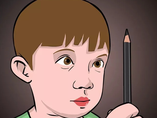 Từ từ di chuyển bút lại gần mặt, mắt vẫn nhìn vào điểm đã đánh dấu