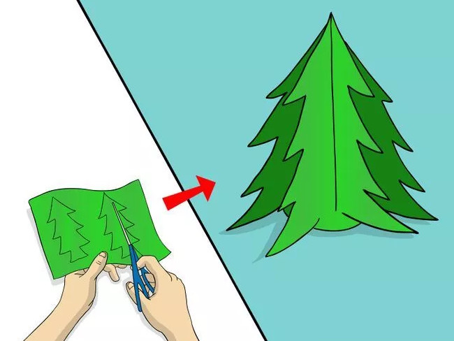 Làm cây thông 3D tí hon