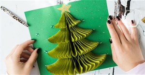 Cách làm thiệp Giáng sinh hình cây thông Noel 3D độc đáo
