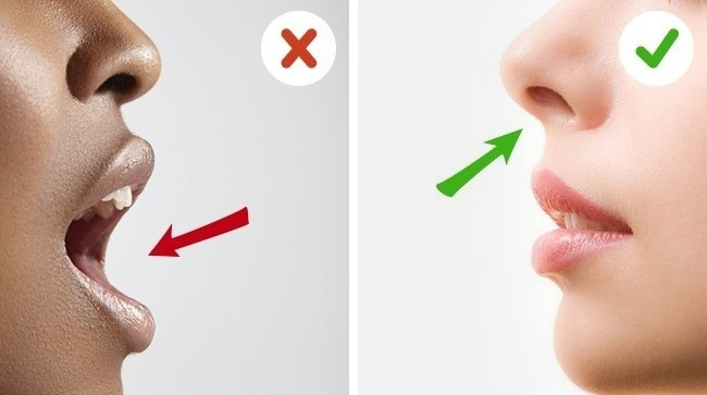 Thở bằng miệng khi ra ngoài Thở bằng miệng khi ra ngoài