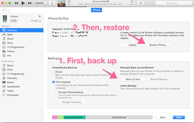 Restore bằng iTunes