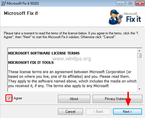 Sử dụng công cụ Microsoft Fix it 50202