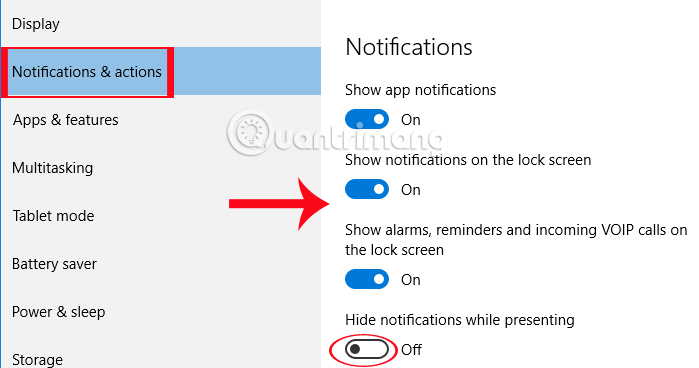 Tắt âm thanh thông báo Windows 10