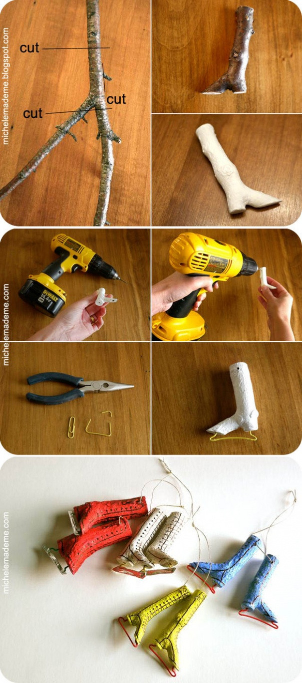 Giày trượt băng làm từ cành cây