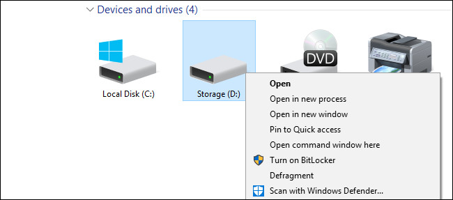 Thêm tùy chọn Defragment vào menu khi kích chuột phải vào ổ trên Windows