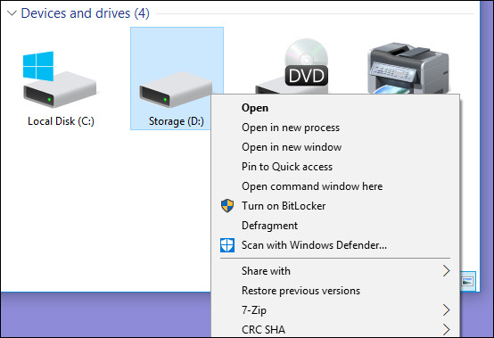 Thêm tùy chọn Defragment vào menu khi kích chuột phải vào ổ trên Windows