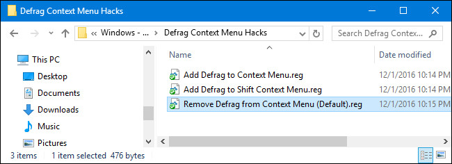 Thêm tùy chọn Defragment vào menu khi kích chuột phải vào ổ trên Windows