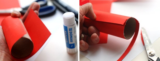 Use red paper to surround the paper core 