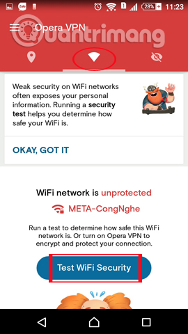 Cách kiểm tra tính an toàn WiFi kết nối bằng Opera VPN