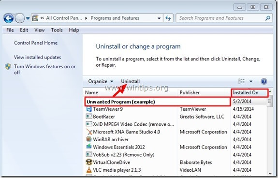 Trên màn hình sẽ hiển thị danh sách các chương trình đã được cài đặt
