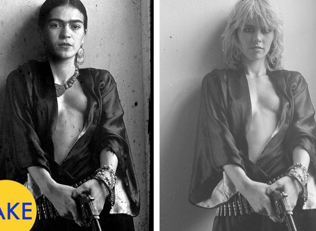 Đây là hình ảnh Frida Kahlo đang cầm một khẩu súng