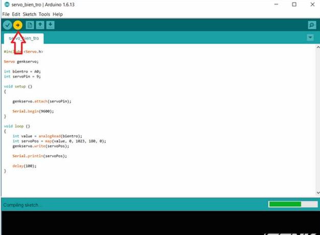 Bấm vào biểu tượng dấu V để dịch codeBấm vào biểu tượng dấu V để dịch code  Bấm vào biểu tượng mũi tên để nạp code Bấm vào biểu tượng dấu V để dịch codeBấm vào biểu tượng dấu V để dịch code  Bấm vào biểu tượng mũi tên để nạp code