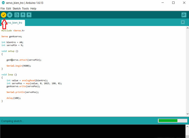 Bấm vào biểu tượng dấu V để dịch code Bấm vào biểu tượng dấu V để dịch code